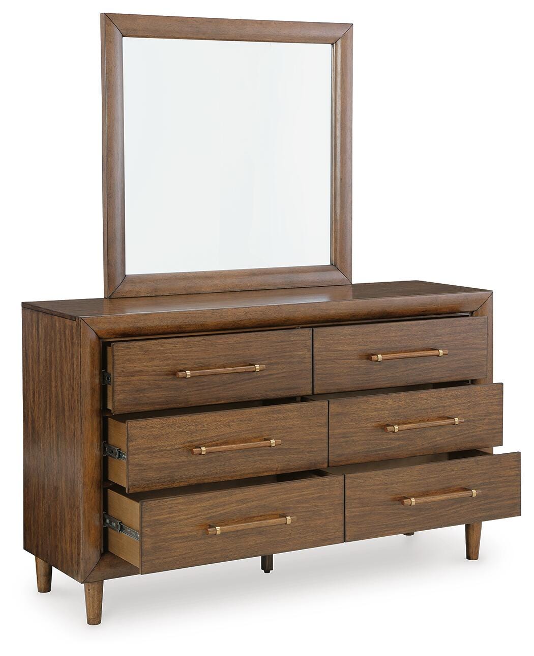 Lyncott California King Upholstered Bed, Dresser and Mirror