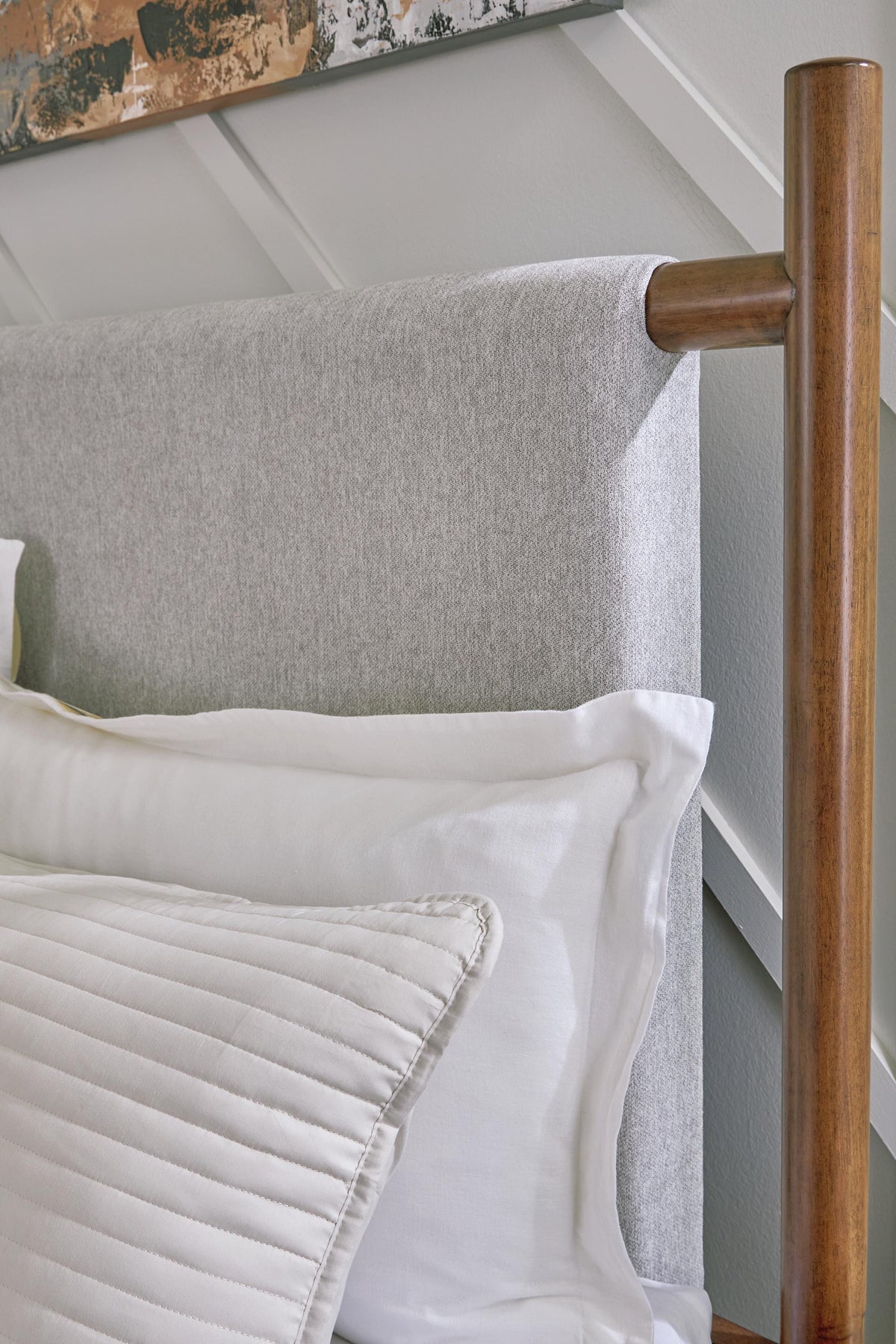 Lyncott California King Upholstered Bed, Dresser and Mirror