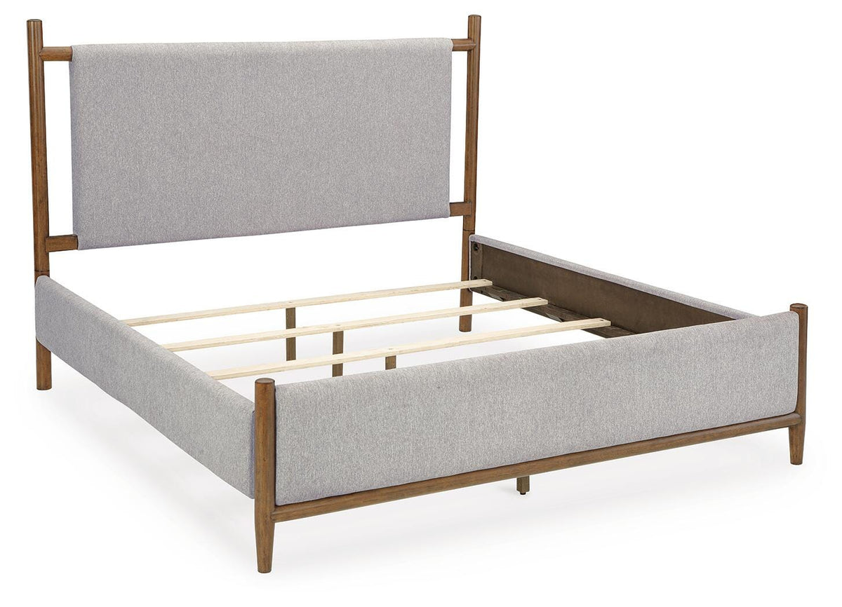 Lyncott California King Upholstered Bed, Dresser and Mirror