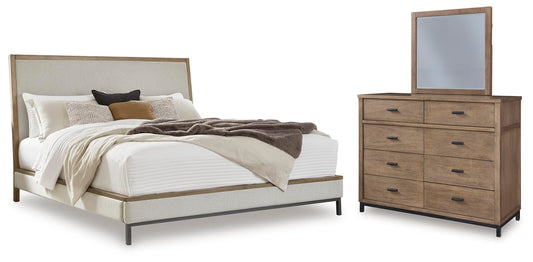 Tomtyn Queen Upholstered Bed, Dresser and Mirror