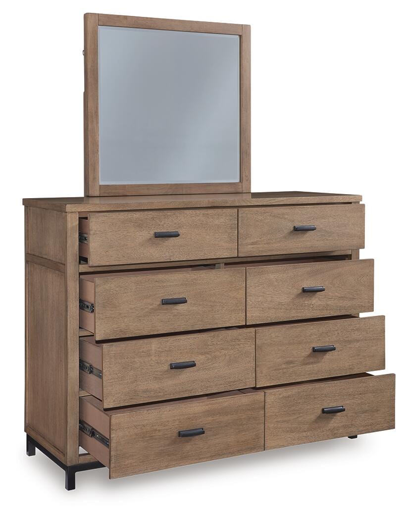 Tomtyn Queen Upholstered Bed, Dresser and Mirror