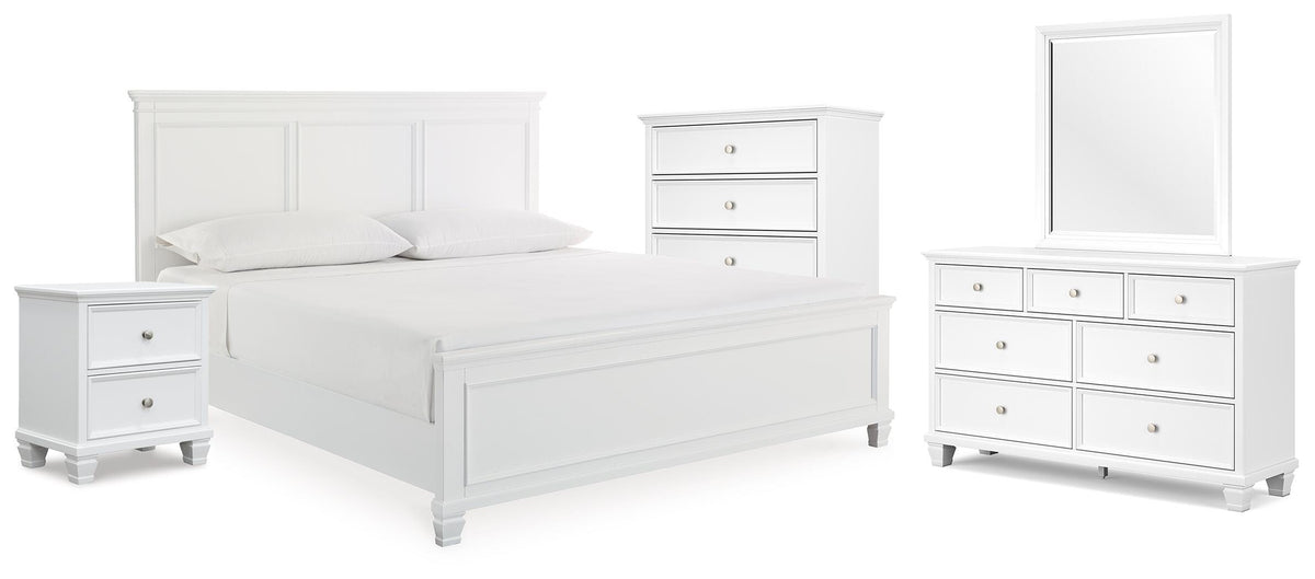 Fortman King Panel Bed, Dresser, Mirror, Chest and Nightstand
