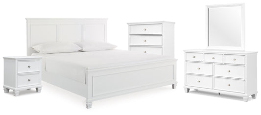 Fortman King Panel Bed, Dresser, Mirror, Chest and Nightstand