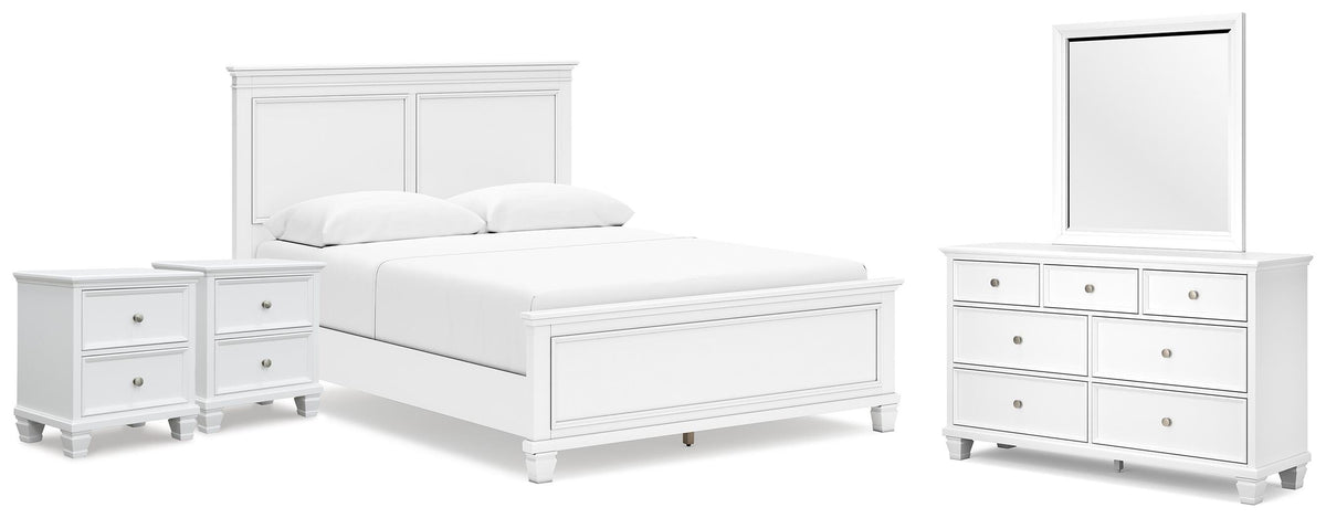 Fortman Queen Panel Bed, Dresser, Mirror and 2 Nightstands