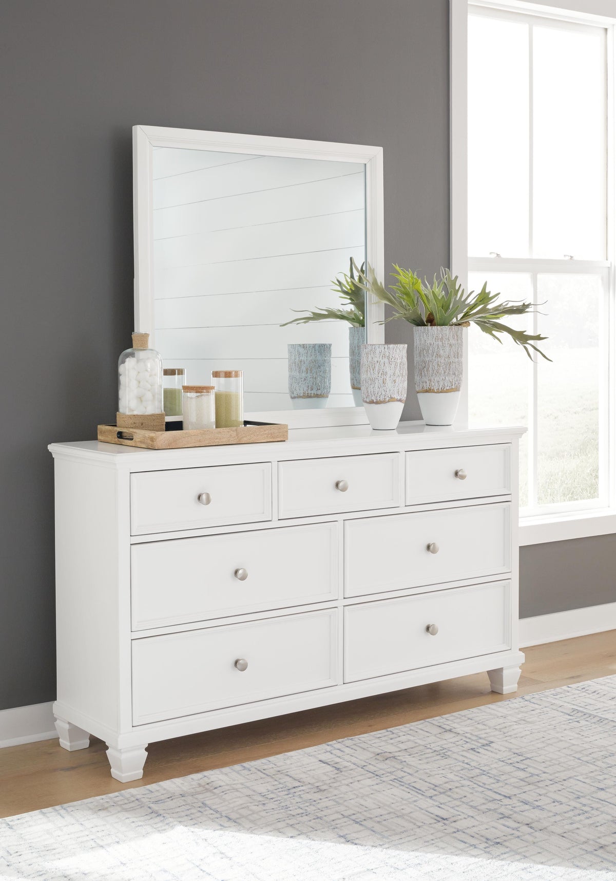 Fortman Queen Panel Bed, Dresser, Mirror and 2 Nightstands