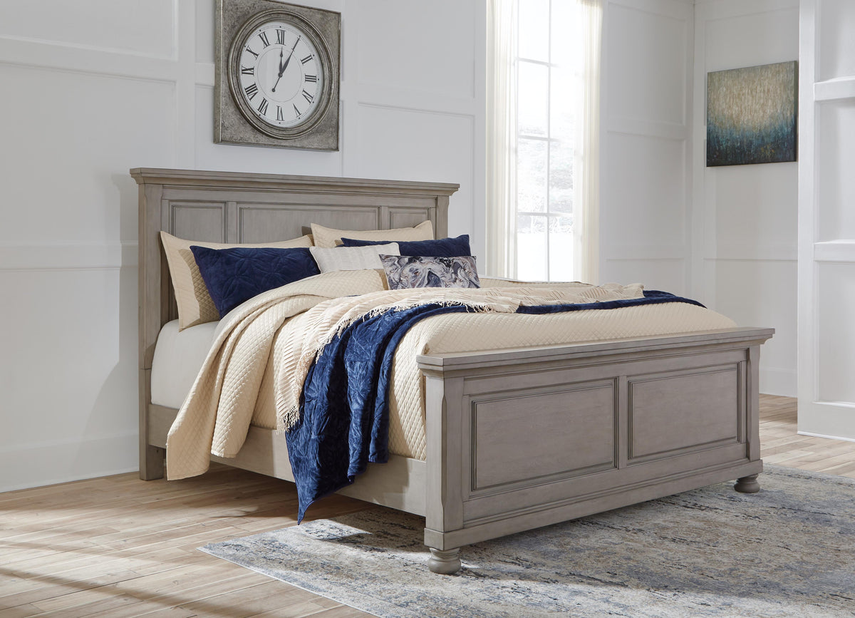Lettner King Panel Bed, Dresser, Mirror, Chest and 2 Nightstands