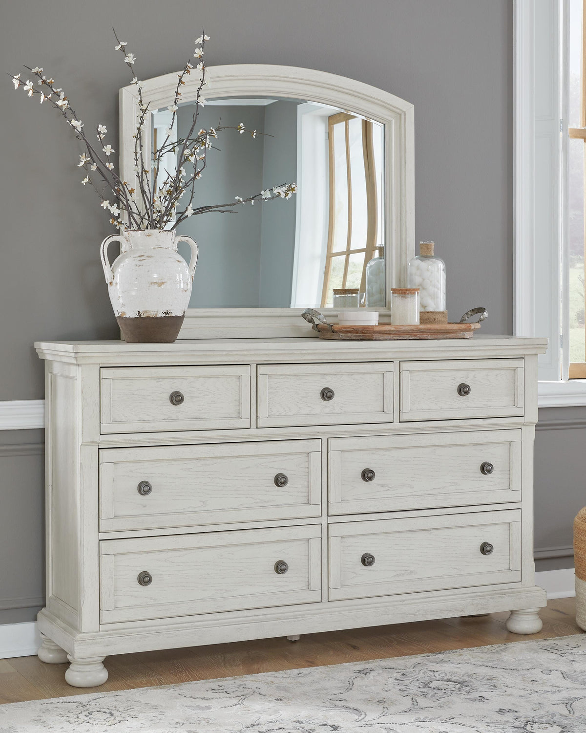 Robbinsdale King Sleigh Bed, Dresser and Mirror