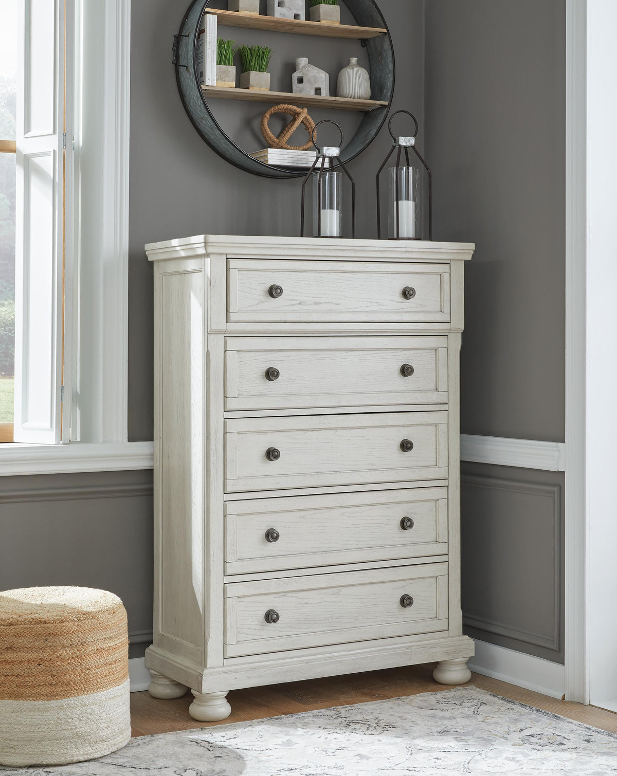 Robbinsdale King Panel Bed, Dresser, Mirror, Chest and 2 Nightstands