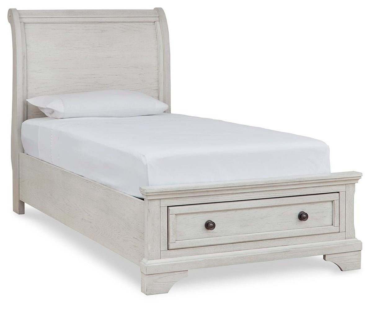 Robbinsdale Twin Sleigh Storage Bed, Dresser and Nightstand