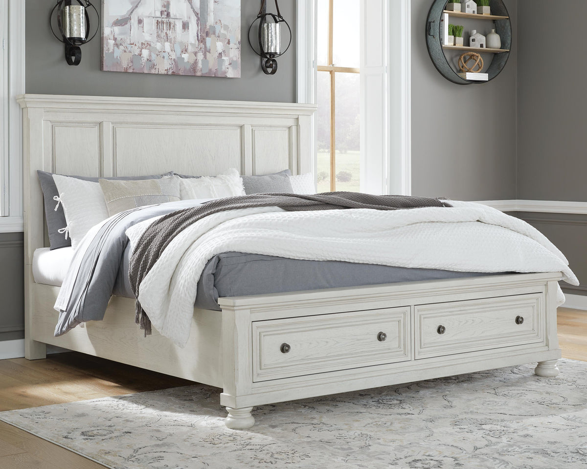 Robbinsdale Queen Panel Storage Bed, Dresser and Mirror