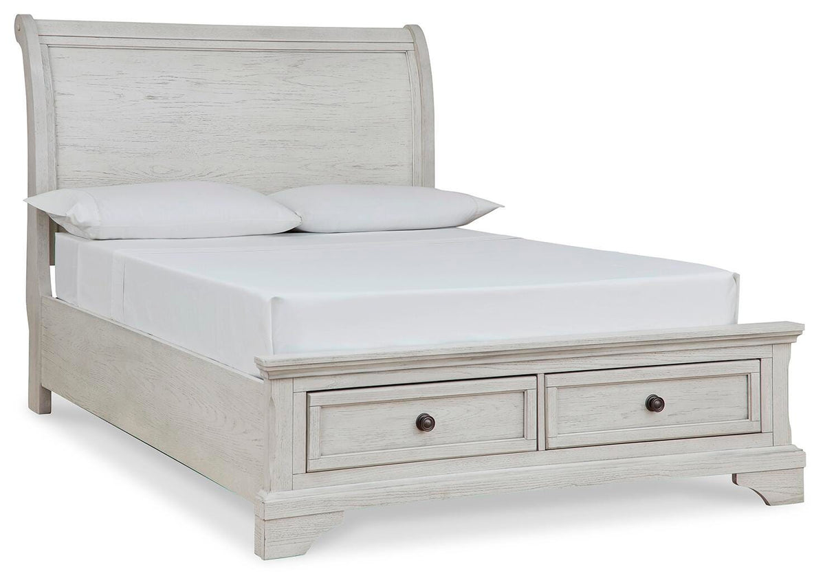 Robbinsdale Full Storage Sleigh Bed, Dresser, Mirror, Chest and Nightstand