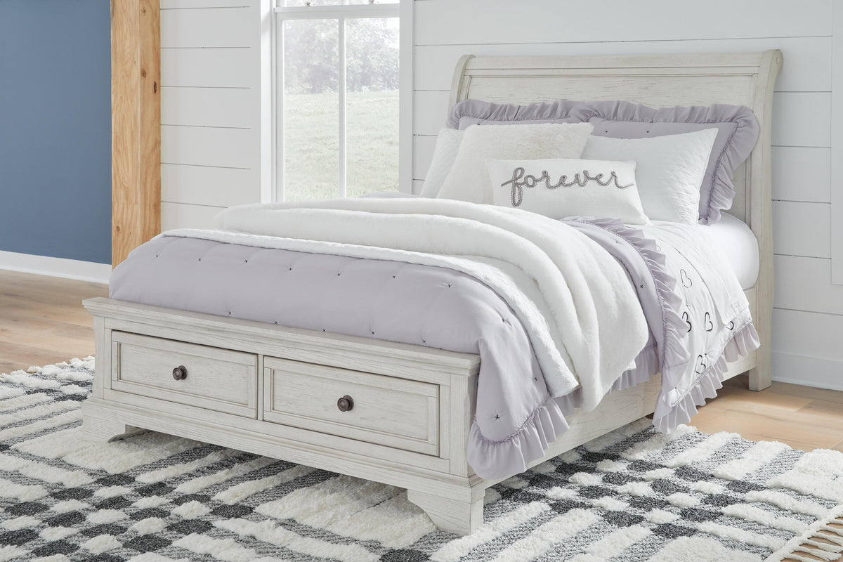 Robbinsdale Full Sleigh Storage Bed, Chest and Nightstand