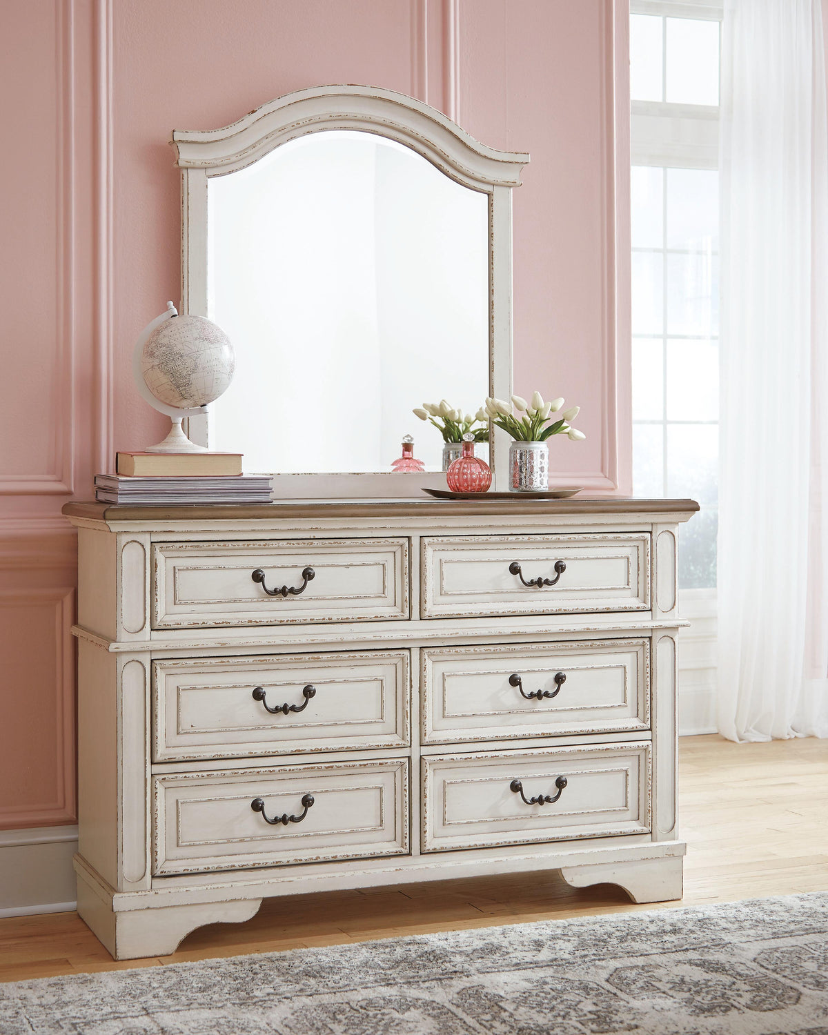 Realyn Twin Panel Bed, Dresser, Mirror, Chest and Nightstand