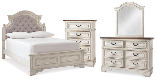 Realyn Full Panel Bed, Dresser, Mirror and Chest