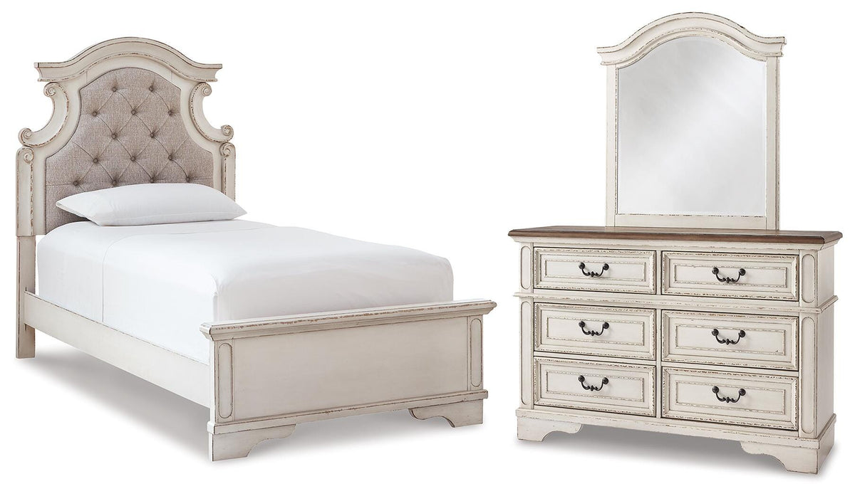Realyn Twin Bed, Dresser and Mirror