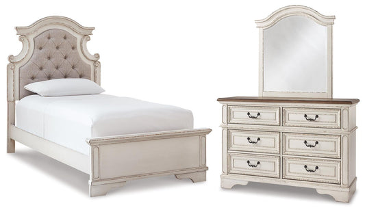 Realyn Twin Bed, Dresser and Mirror