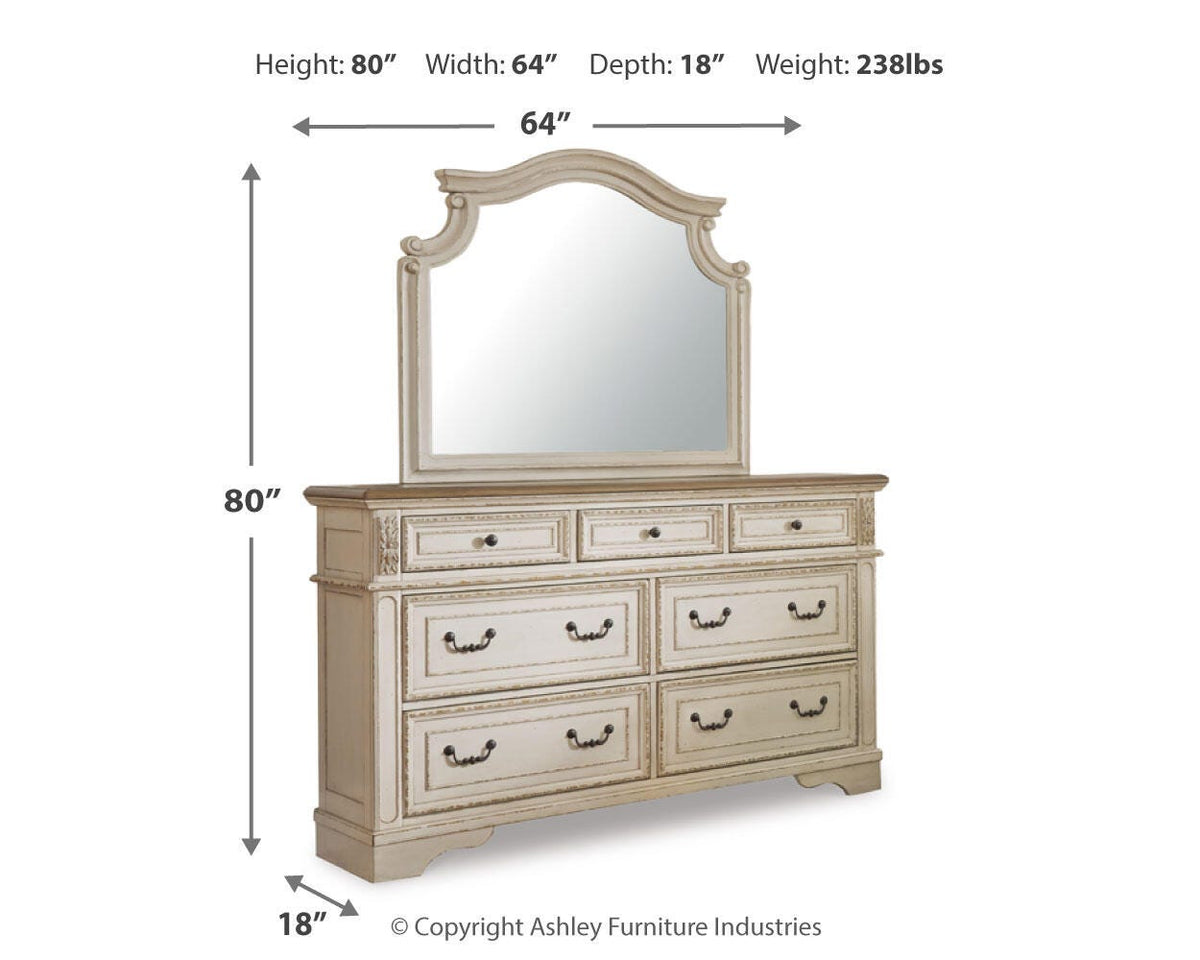 Realyn Queen Panel Bed, Dresser, Mirror and Chest