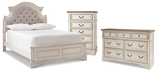 Realyn Full Panel Bed, Dresser and Chest