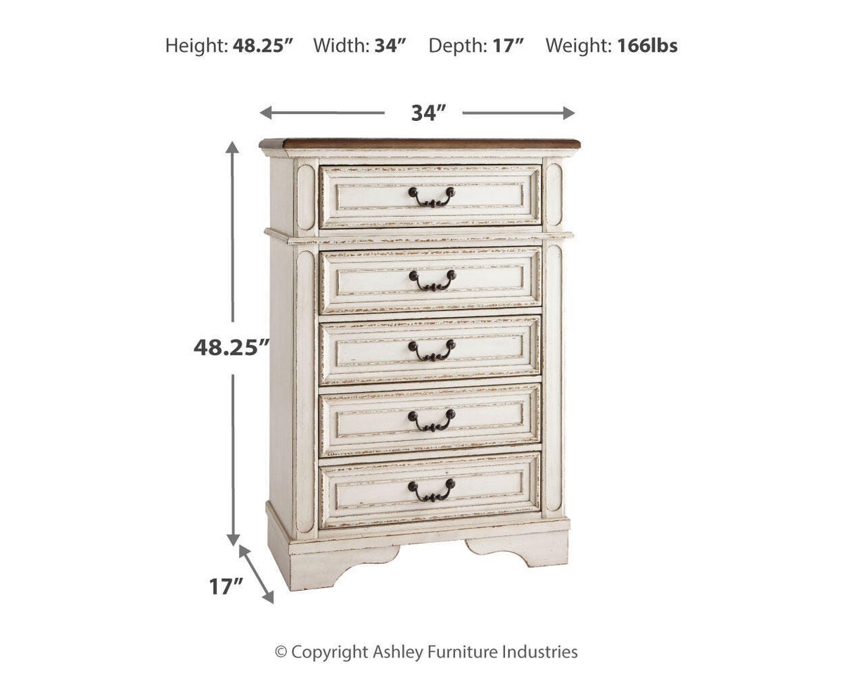 Realyn Full Panel Bed, Dresser, Mirror and Chest