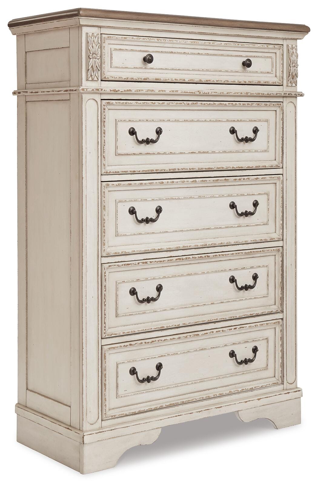 Realyn King Storage Bed, Dresser, Mirror, Chest, Vanity with Stool and 2 Nightstands