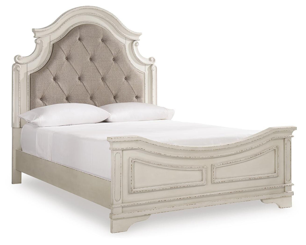Realyn Queen Panel Bed, Dresser, Mirror and Vanity