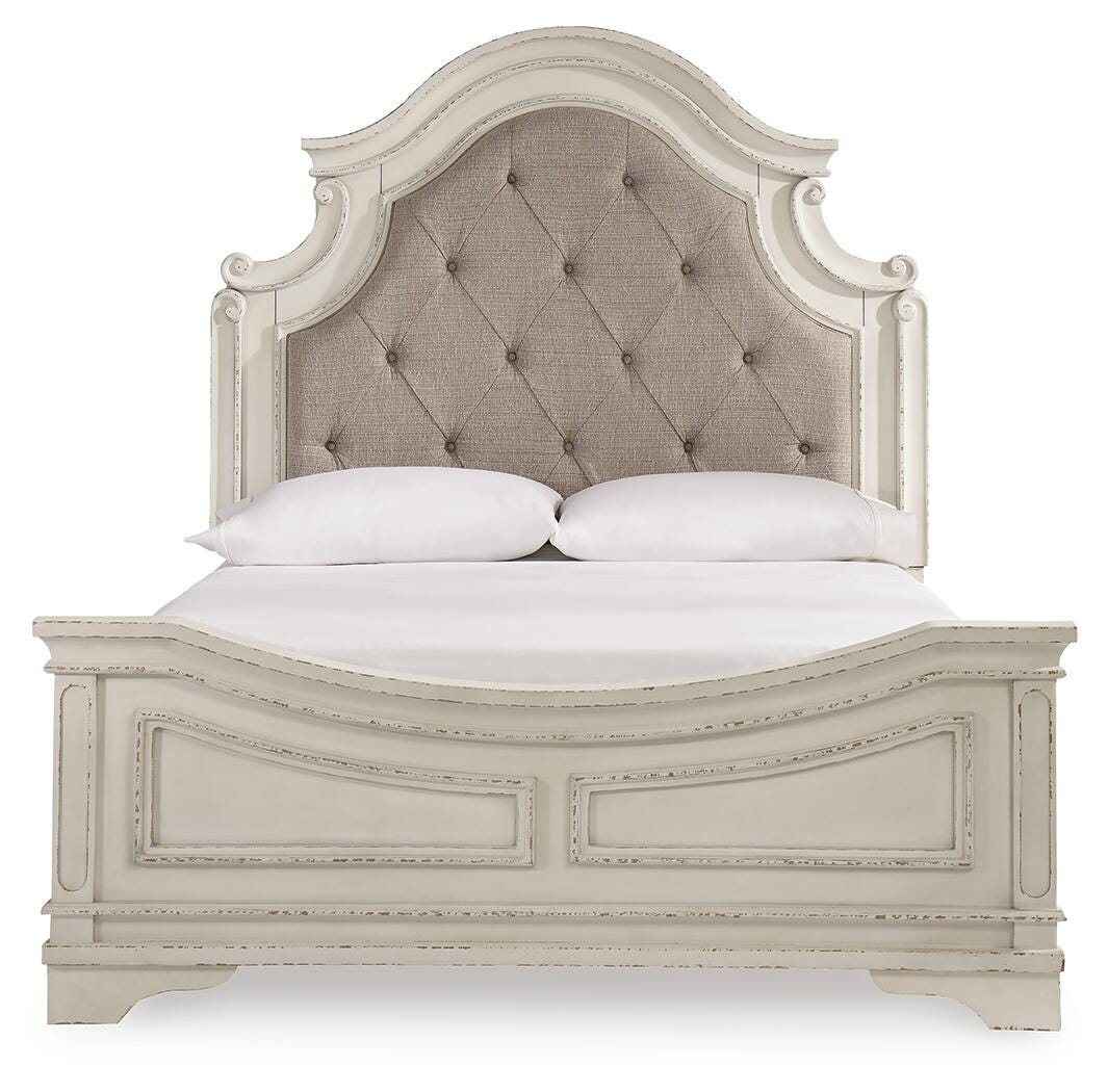 Realyn Queen Panel Bed, Dresser, Mirror and Vanity