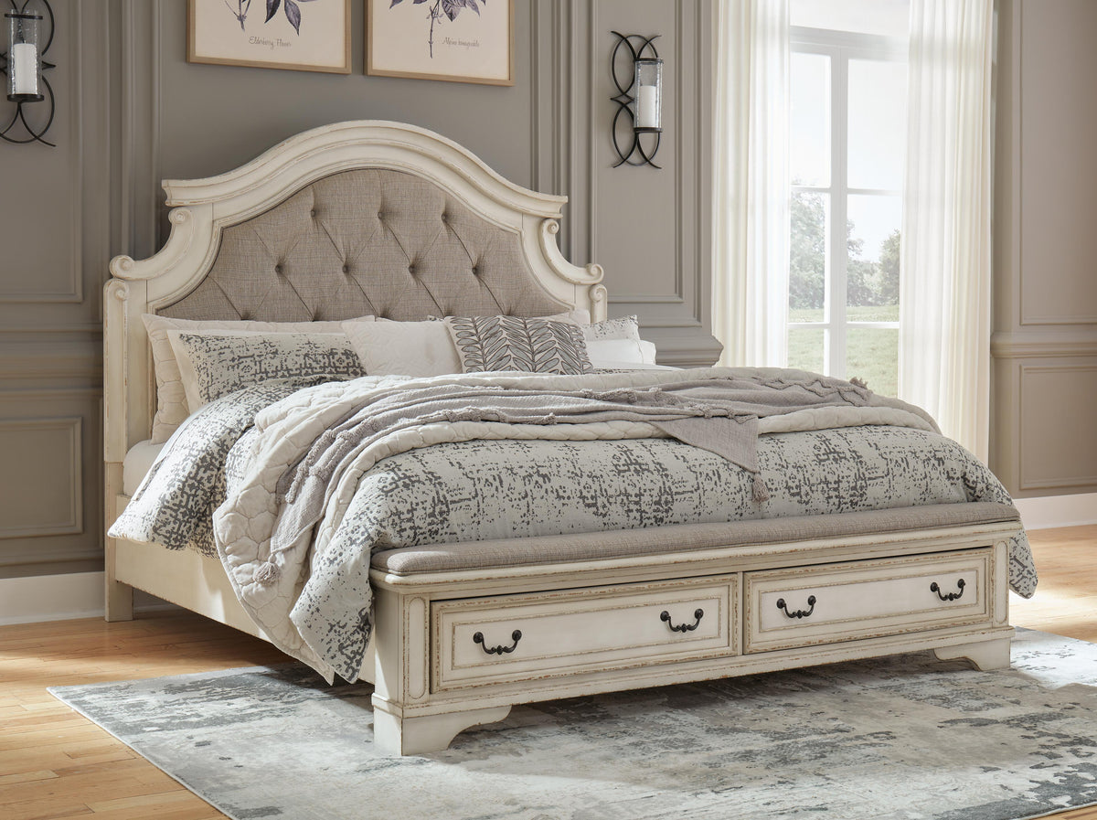 Realyn King Storage Bed, Dresser and Nightstand