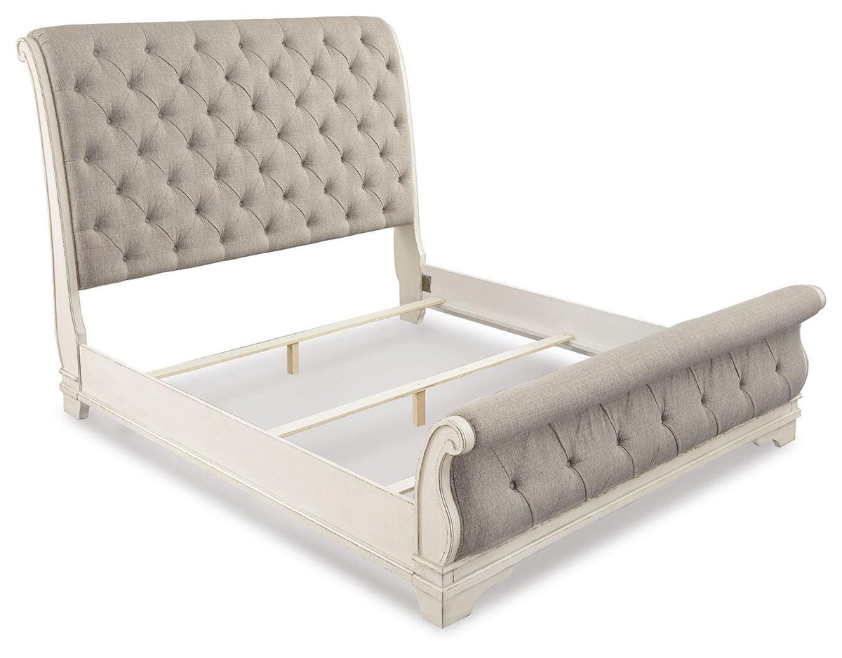 Realyn King Sleigh Bed, Dresser Mirror and Nightstand