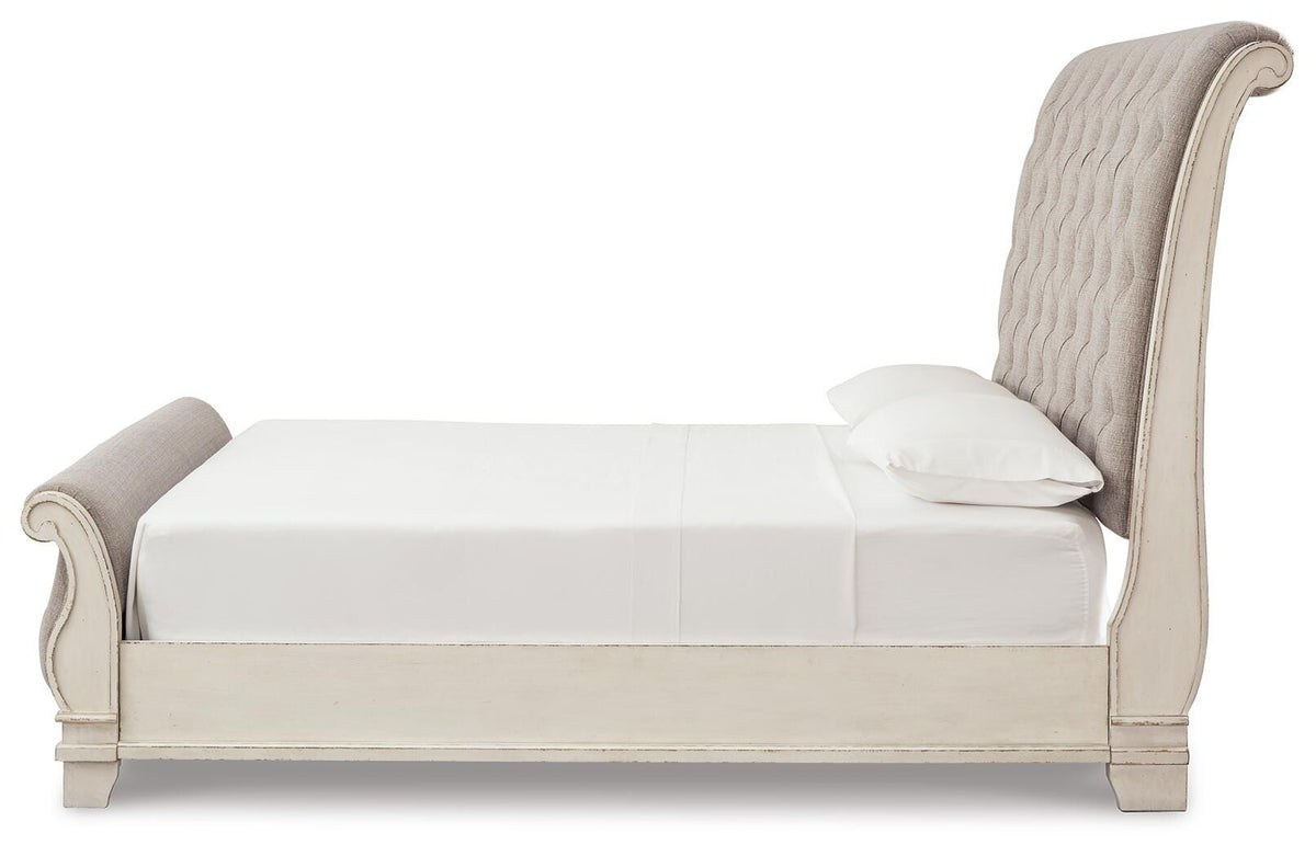 Realyn King Sleigh Bed, Dresser Mirror and Nightstand