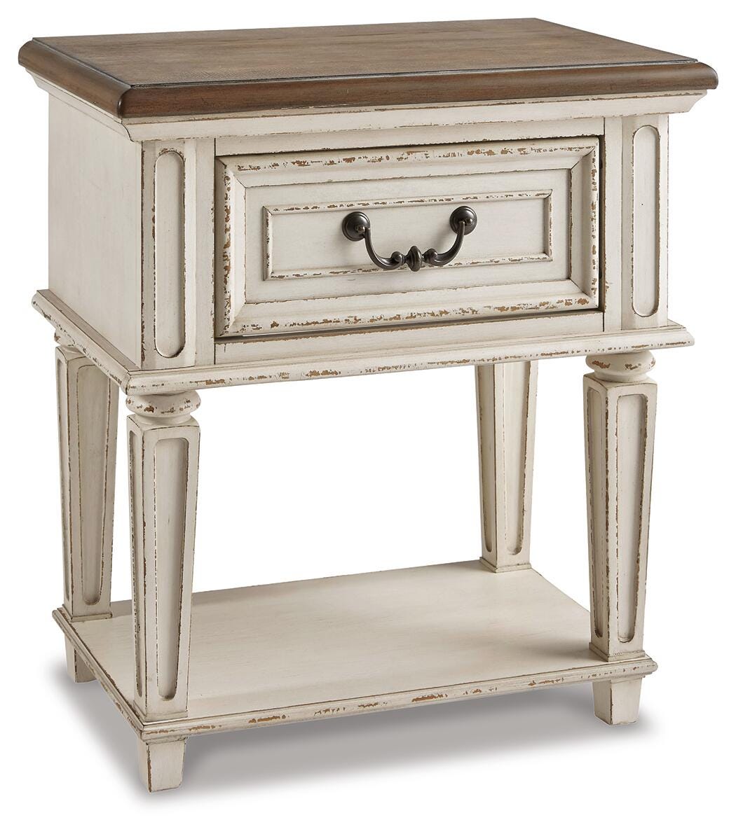 Realyn King Storage Bed, Dresser and Nightstand