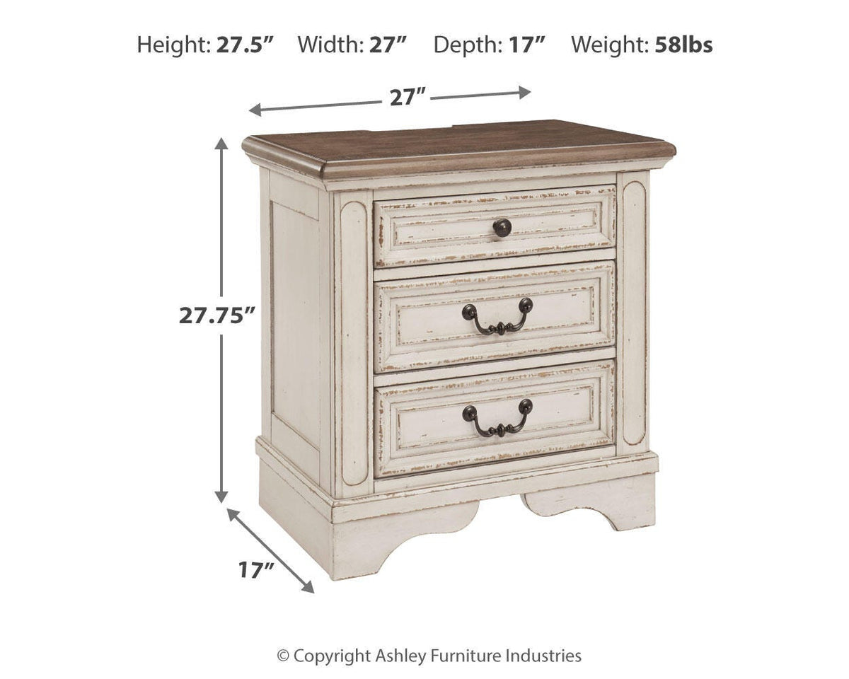 Realyn Queen Upholstered Storage Bed, Dresser, Chest and Nightstand