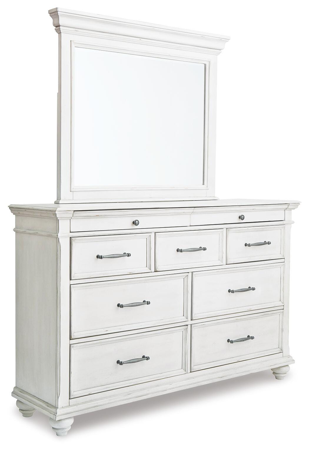 Kanwyn King Upholstered Panel Bed, Dresser and Mirror