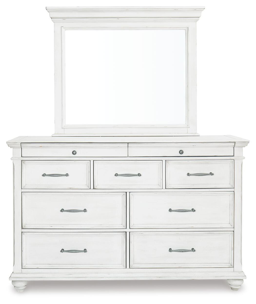 Kanwyn King Upholstered Panel Bed, Dresser and Mirror