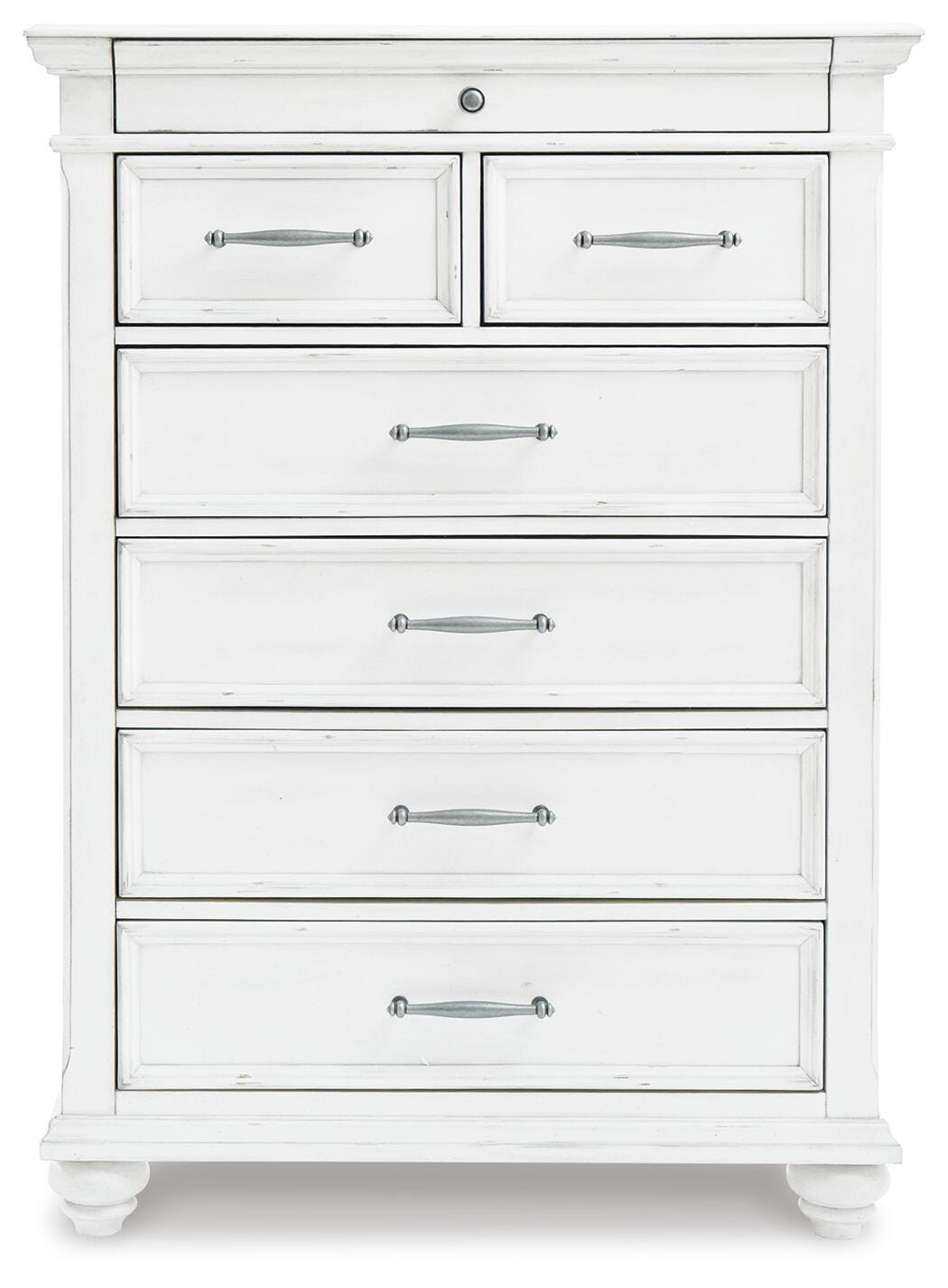 Kanwyn King Upholstered Panel Bed, Dresser, Mirror and Chest