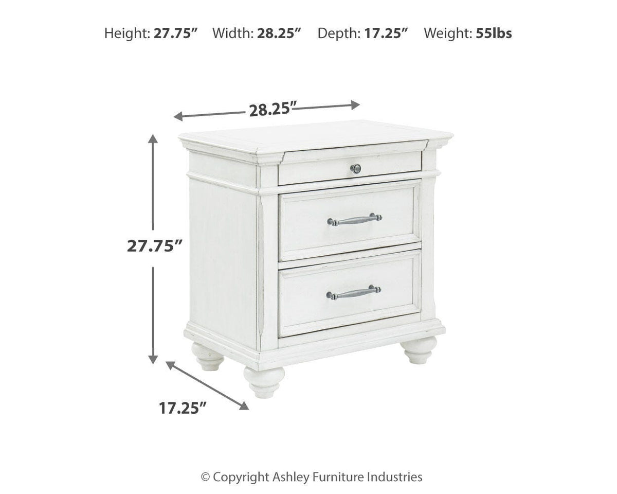 Kanwyn King Upholstered Panel Bed, Dresser and Nightstand