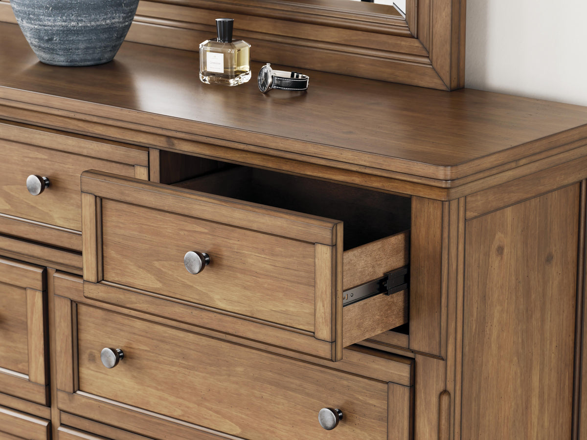 Feddinger King Panel Storage Bed, Dresser, Mirror, Chest and Nightstand