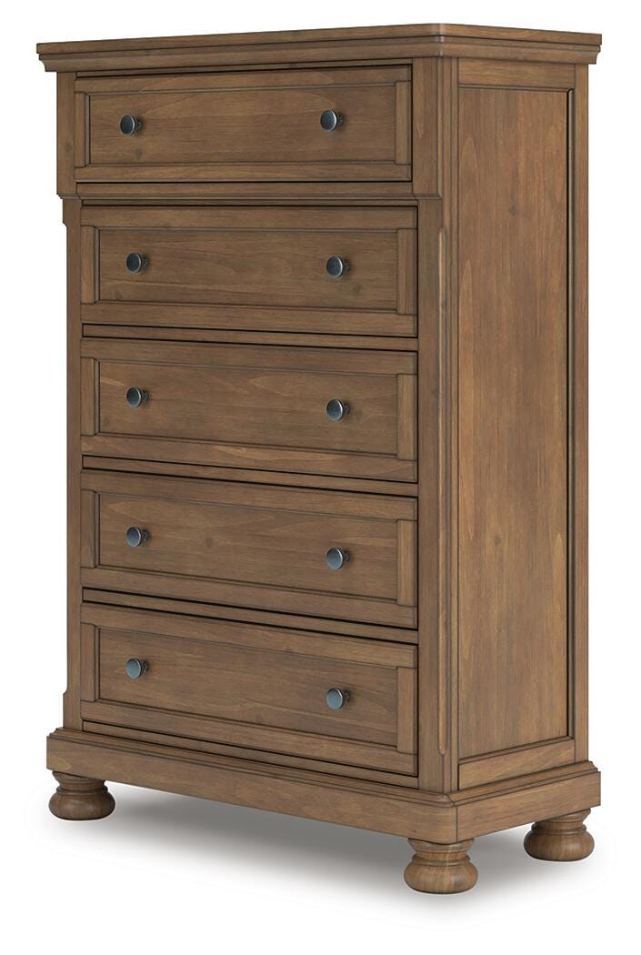 Feddinger King Panel Storage Bed, Dresser, Mirror, Chest and Nightstand