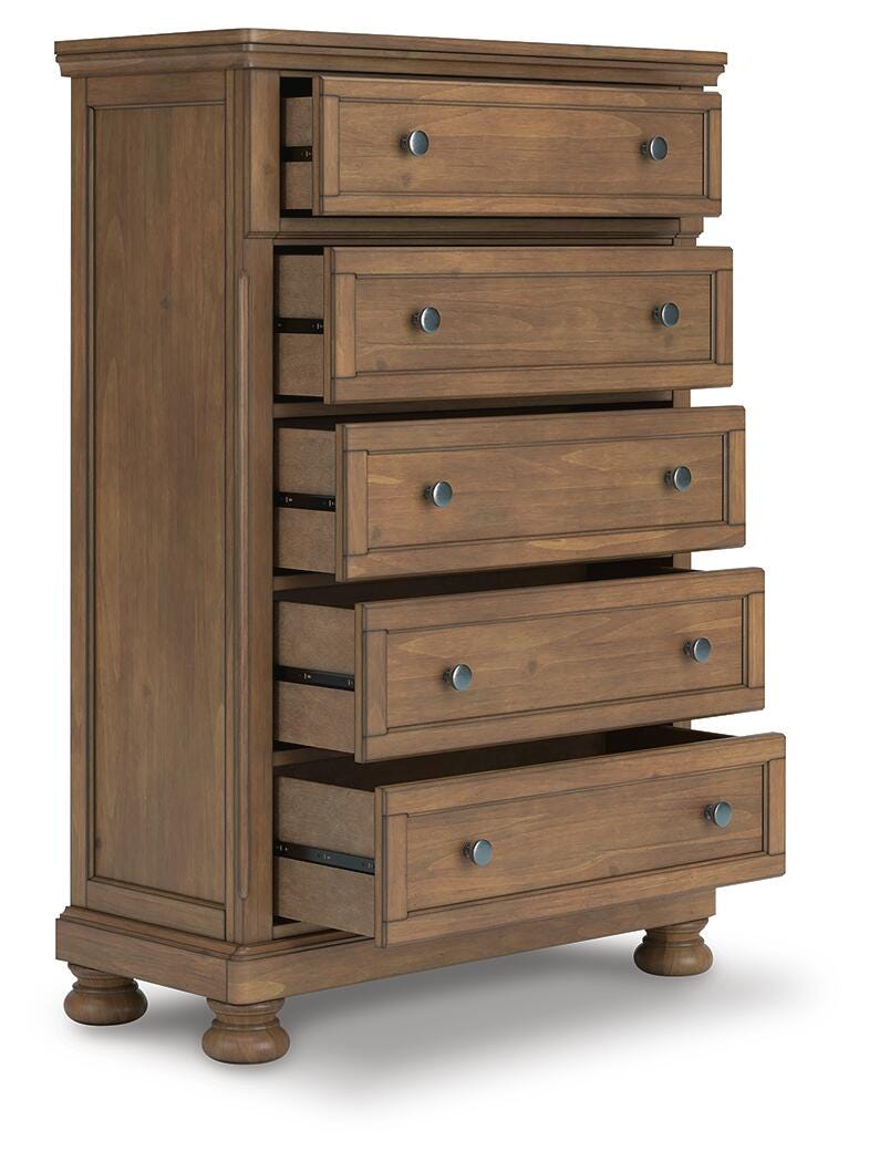 Feddinger Queen Panel Bed, Dresser, Mirror, Chest and Nightstand