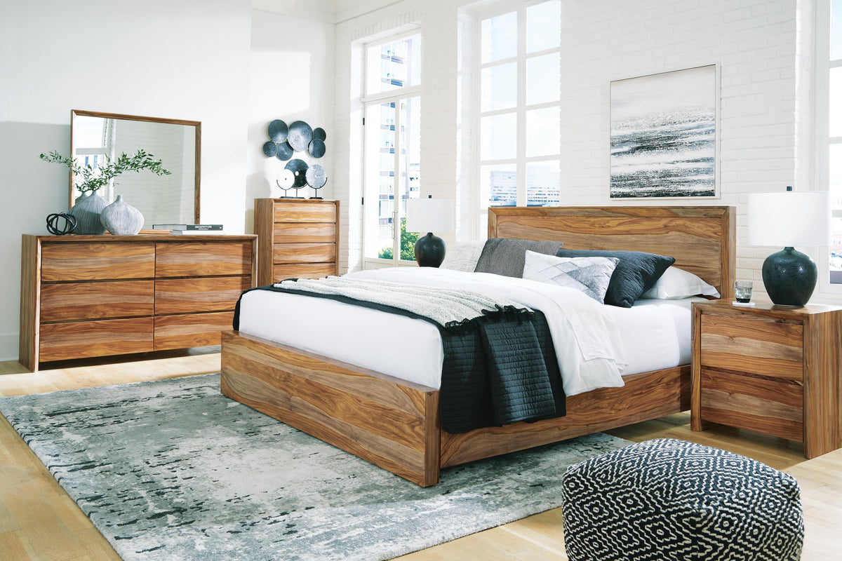 Dressonni King Panel Bed, Dresser and Mirror
