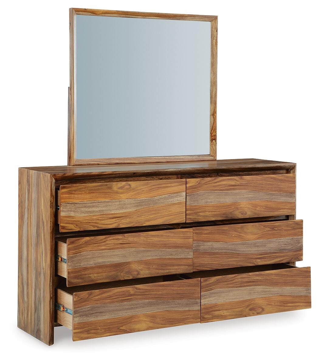 Dressonni King Panel Bed, Dresser and Mirror