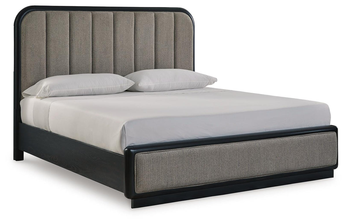Rowanbeck King Panel Bed, Dresser, Mirror, Chest and Nightstand
