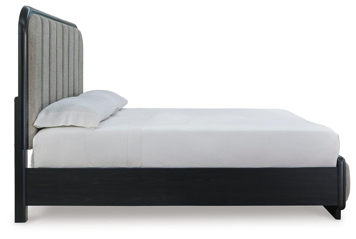 Rowanbeck King Panel Bed, Dresser, Mirror, Chest and Nightstand