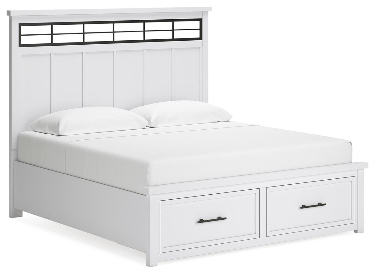 Ashbryn King Panel Storage Bed, Dresser, Mirror and Nightstand