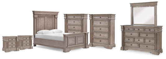 Blairhurst Queen Panel Bed. Dresser, Mirror, 2 Chests and 2 Nightstands