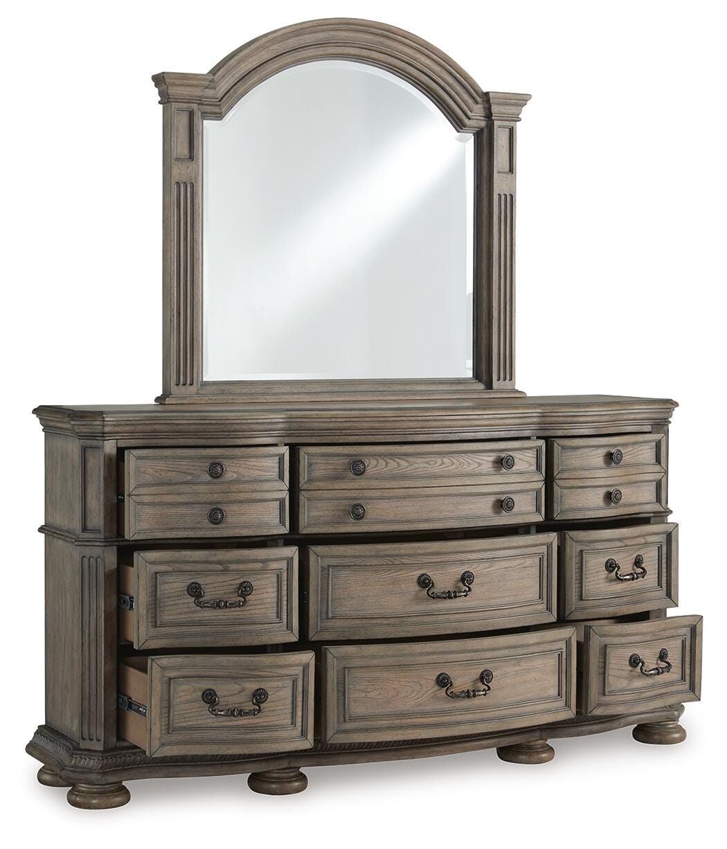 Ardenfield King Sleigh Bed, Dresser, Mirror and Nightstand