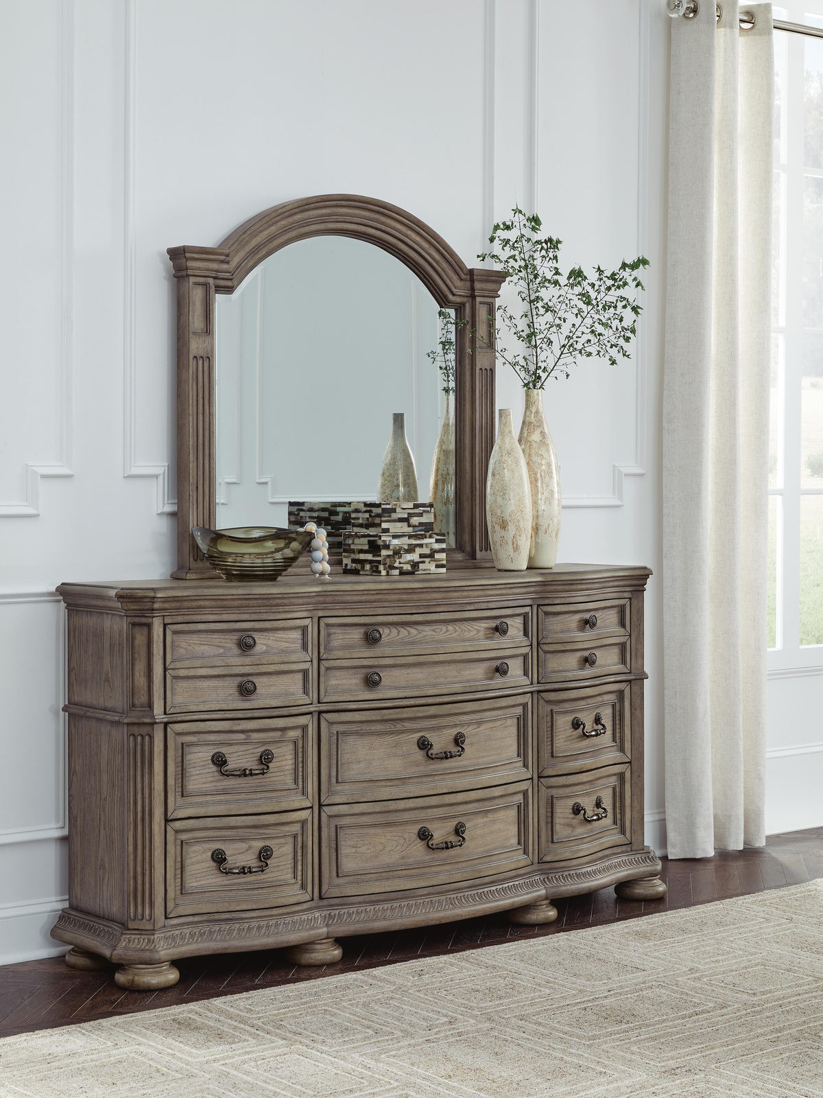 Ardenfield King Sleigh Bed, Dresser, Mirror and Nightstand