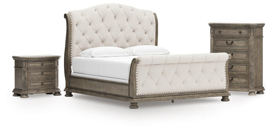 Ardenfield California King Sleigh Bed, Chest and Nightstand