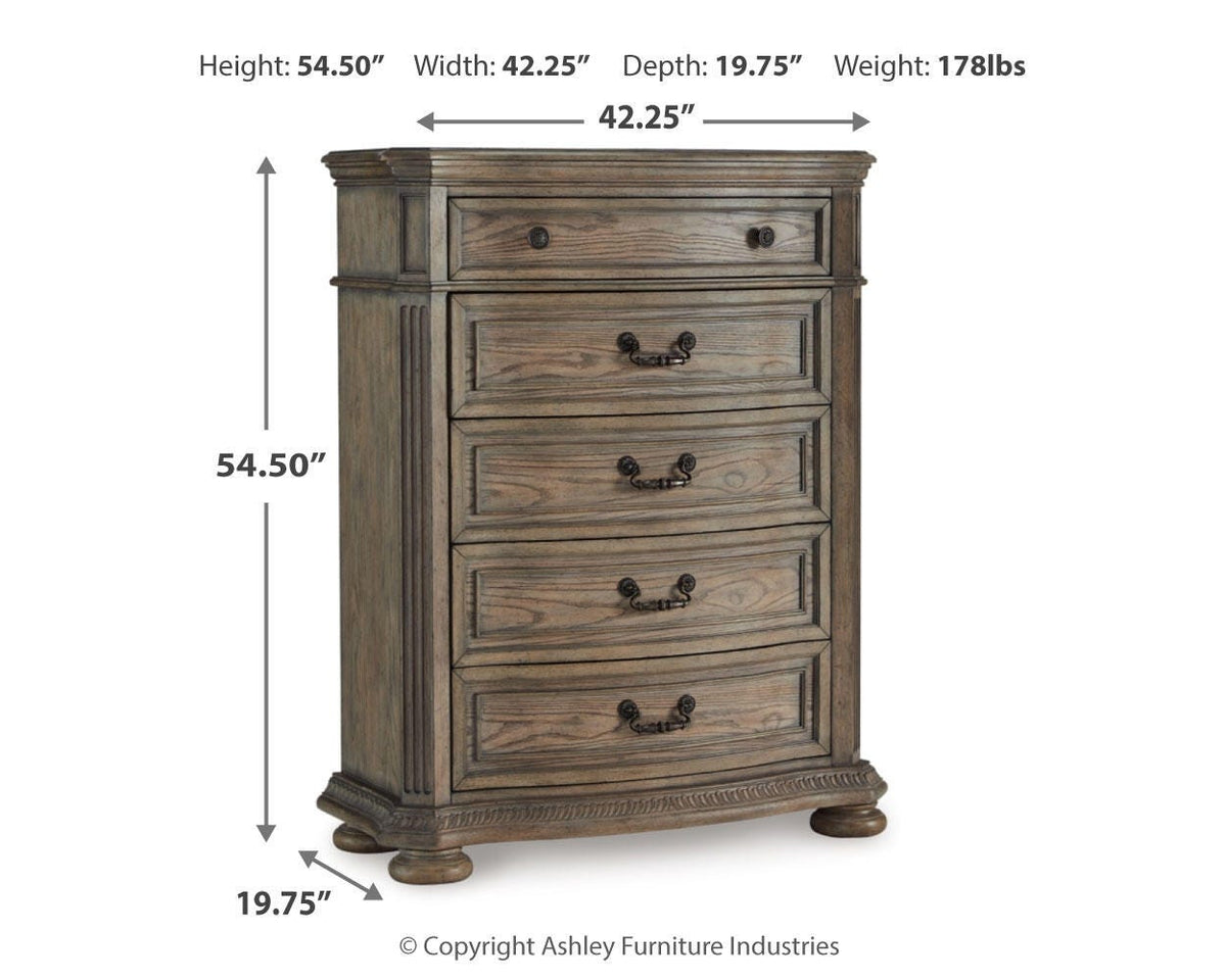 Ardenfield California King Sleigh Bed, Chest and Nightstand
