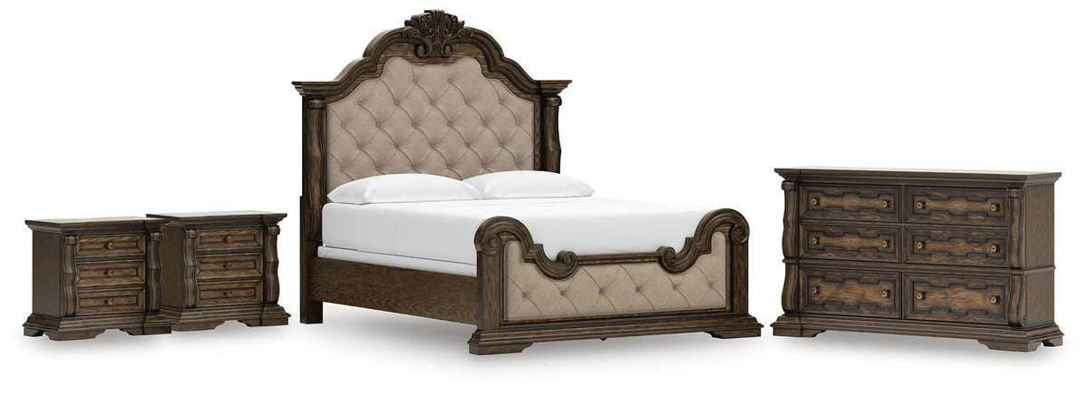 Maylee King Upholstered Bed, Dresser and 2 Nightstands