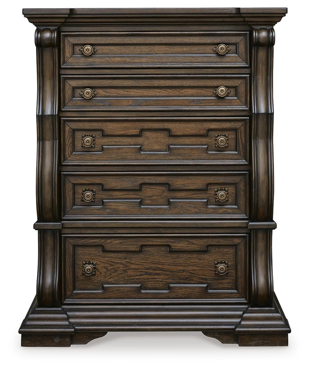Maylee King Upholstered Panel Bed, Chest and 2 Nightstands